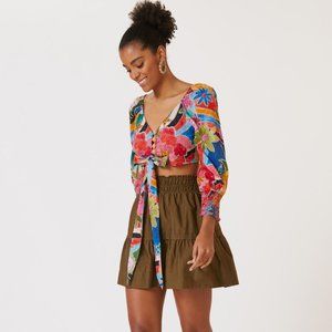 Farm Rio Deep-V Tie-Waist Top